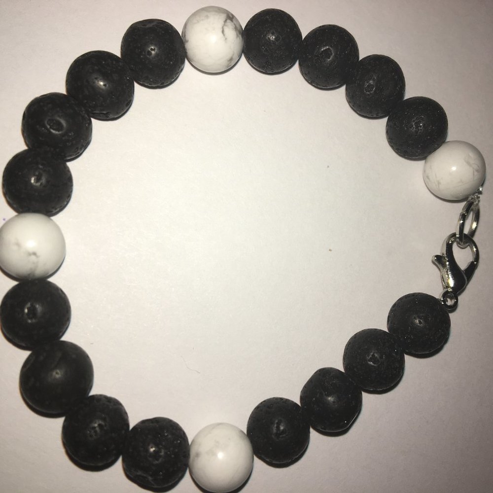 White Marble With Lava Beads (A4)